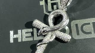 18K White Gold Finish S925 Silver Ankh Ouroboros Cross On Helloice.Com