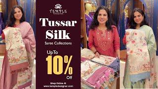 Soft Tussar Silk Sarees  - TTDS1431 \ TTDS1407 \ TTDS1532 | templedesigner.com #saree #needlenthread