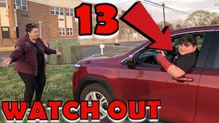 13 year old learns to DRIVE | ALMOST CRASHES