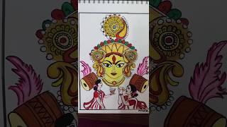 Easy Durga Ma Painting| Using Watercolor Only 20 Rs  #art #artist #durgamaa #painting #short #viral