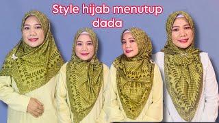 Tutorial hijab segi empat motif menutup dada,cantik & elegan,#subscribe #hijabtutorial #style