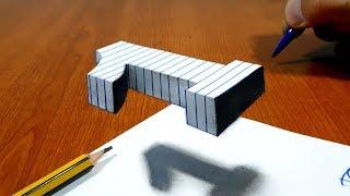 3D Trick Art On Line Paper, Floating Number 1