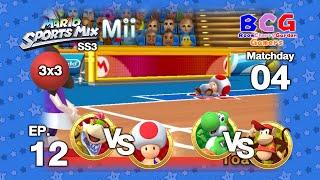 Mario Sports Mix 3x3 Dodgeball SS3 EP 12 Matchday 04 Bowser Jr. VS Toad , Yoshi VS Diddy Kong