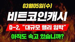 [긴급속보] 03월05일(수) 비트코인캐시 D-2, "대규모 랠리 임박" 아직도 속고 있습니까? #비트코인캐시 #비트코인캐시전망 #비트코인캐시호재