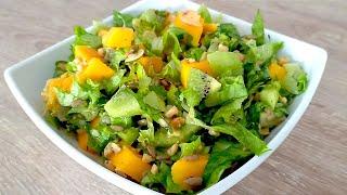 Nutritiva, saludable y deliciosa ensalada de lechuga y mango.  