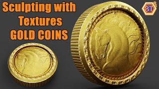 How to make Gold Coins in Blender 2.90 | Sculpting with Textures