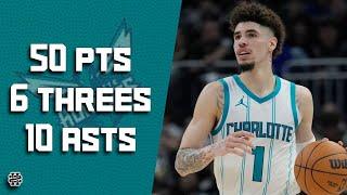 LaMelo Ball 50 pts 6 threes 10 asts vs Bucks 24/25 season