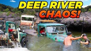 50yo 4WDS vs. CAPE YORK! River crossings SO DEEP the seats go under!