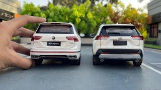 Realistic Toyota RAV4 vs Volkswagen Tiguan 1/18 Scale | Economy SUVs | Diecast Model Car Comparison