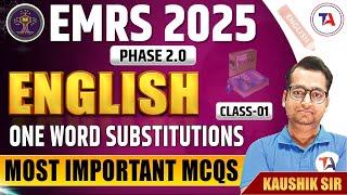 EMRS 2025 PHASE 2.0 Vacancy | English ONE WORD SUBSTITUTIONS Imp MCQs | CLASS 1 | EMRS 2025 Vacancy