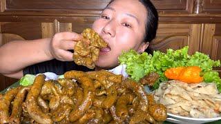 Pork Intestines Curry, Fresh Bamboo Shoot Singju  And Raw Veggies Mukbang