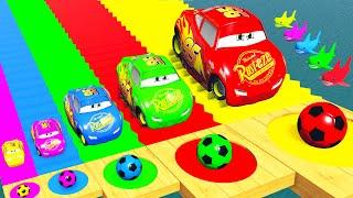 Fat Cars vs LONG CARS vs Big & Small Mcqueen Fat vs Slide Colors with Portal Trap | BeamNG.Drive #24