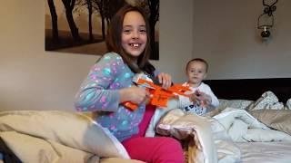 Nerf Gun War! Kayleigh & Carson Vs. Baby! 3 Kids TV battle