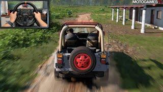 Forza Horizon 5 - 1992 Jeep Wrangler Sahara "Jurassic Park" | Moza DD R9 Gameplay