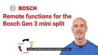 Important remote functions for the Bosch Generation 3 Mini-Split