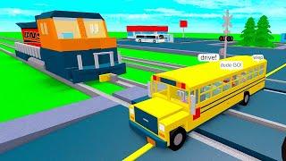 Roblox Train VS School Bus Full Of PLAYERS - Funny Hilarious Moments!