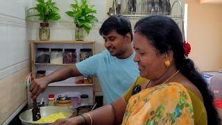 காலைல 8 மணிக்கே கிட்சன்க்கு வந்தாச்சு Breakfast Lunch ரெண்டுக்கும் இதுதான்! அப்பாவும் ரொம்ப Busy.!