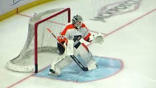 Sandstrom and Ersson during pre-game warm-up at the Flyers @ Senators hockey game