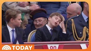 See Prince Louis copy his brother's hair flip at VE day
