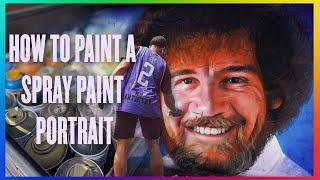 Bob Ross Spray Paint Portrait | Mural tutorial