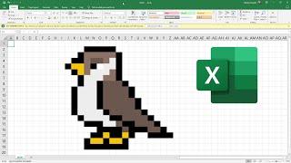 How to draw a pixel art Bird in MS Excel | MS Excel Drawing | Pixel Art