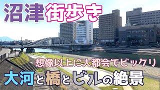 静岡県沼津市を街歩き　想像以上に大都会で狩野川にかかる橋とビル群の景観が美しい