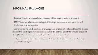 "Should" arguments and informal Fallacies Lecture 1