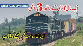 RARE Scenes | ZCU 20 + AGE 30 + PHA 20 with Container Special Train | Pakistan Railways