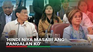 Duterte gestures fist at de Lima during House quad comm probe | ABS-CBN News