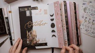 October Witchy Bullet Journal Theme with Waterfall Tabs  Plan With Me | Mystery Journal