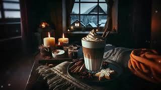 Cozy Winter Cottage  Christmas By the Fireplace and Burning Candles  Peppermint Latte ️ Snow