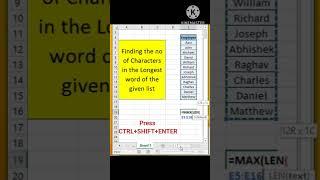 Trick to use Len function in Excel. Excel Tips and Tricks. 10 million Shorts.