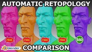 Automatic Retopology Battle! Comparison of Five Auto Retopo Tools for Blender #Shorts