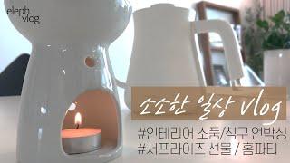 [VLOG]일상 브이로그_친구야 고맙고 미안/여름침구/언박싱/리빙샵/인테리어그림/홈파티/서프라이즈선물/임신구찌증/아로마오일