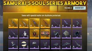 SAMURAI'S SOUL SERIES ARMORY ALL REWARDS SHOWCASE CODM S6 LEAKS 2024 COD MOBILE