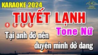 Tuyết Lạnh Karaoke Tone Nữ ( Dm ) Nhạc Sống Dễ Hát 2024 | Trọng Hiếu