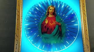 Vintage Jesus Light Up Motion Wall Hanging Disco Jesus Picture Decor Kaleidoscope Box!