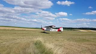 Cessna Birddog full flap 60 short field landing training at 580ft RWY