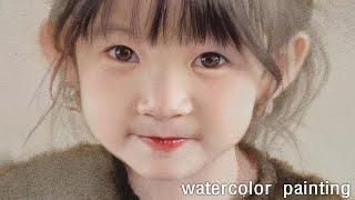 Watercolor portrait painting / 어린이 부드럽게 그리는 과정-B