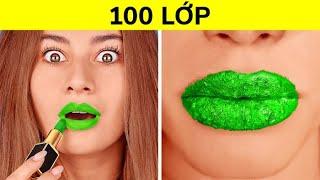 THỬ THÁCH 100 LỚP! 100 Lớp Trang Điểm, Móng Và Son Môi Từ 123 GO! CHALLENGE