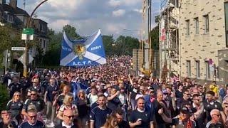 BIG Numbers of Scotland Fans March Through Cologne To Face Switzerland / Tartan Army