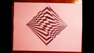 How To Draw Geometric Square With Trippy Pattern | Psychedelic Illusion