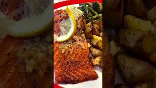 Baked Trout/w sautéed potatoes, grilled broccoli and asparagus