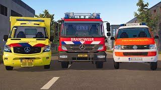 Emergency Call 112 - Bochum Ladder Truck, Ambulance Responding! 4K