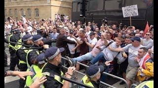 Scuffles and clashes in London at 'Free Tommy' protest: Extended