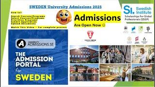 Search Select & Add Programs | Submit Application & Upload documents | Sweden Admissions 2025