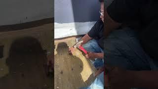 We doing an old school nailing cause our nail gun has 30 degrees that why we do the individual nail.