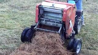 Demo: CAEB Baler on Walk-Behind tractor Baling Pine Straw