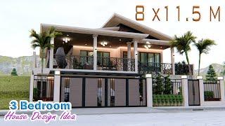 ELEVATED HOUSE DESIGN | 8 X 11.5 Meters | 3 bedroom Pinoy House