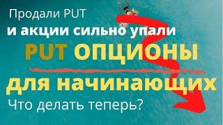 Опционы для начинающих. Продажа пут опциона. Акции сильно упали после продажи пута. Живой пример